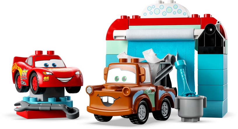 Konstruktors LEGO® DUPLO® | Disney and Pixar Vāģi Zibens Makvīna un Metriņa jautrā automazgātava 10996, 29 gab.