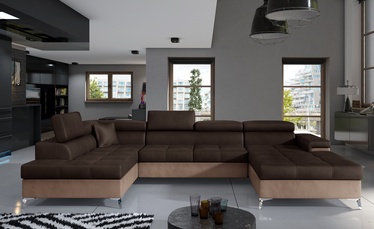 Kampinė sofa Eduardo Monolith 29, Monolith 09, ruda/tamsiai ruda, kairinė, 202 x 345 cm x 90 cm