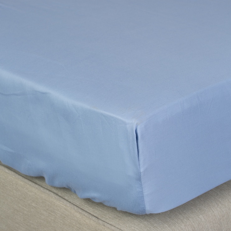 Voodilina Domoletti Satin Blue, sinine, 90 x 200 cm, kummiga