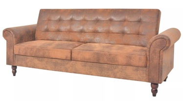 Diivanvoodi VLX Faux Suede Leather 245584, pruun, 196 x 85 cm x 82 cm