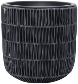 Puķu pods Home4you Wicker 38094, plastmasa/metāls, Ø 270 mm, melna