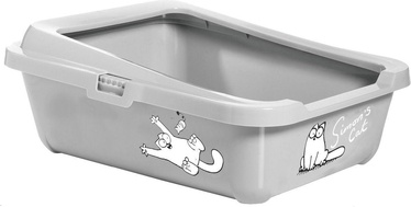 Kaķu tualete ar apmali Karlie Simon's Cat, pelēka, atvērts, 43 cm x 32 cm x 16 cm