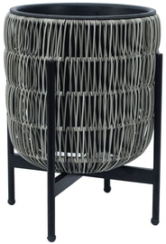 Puķu pods Home4you Wicker 38111, plastmasa/metāls, Ø 30 cm, pelēka