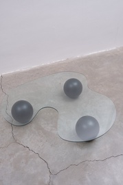 Kafijas galdiņš Kalune Design Amorf Trio, caurspīdīga/melna, 150 cm x 132 cm x 85 cm