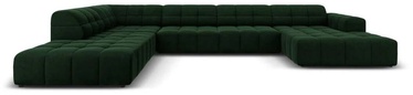 Stūra dīvāns Micadoni Home Jennifer Velvet Panoramic 7 Seats, tumši zaļa, kreisais, 364 x 262 cm x 70 cm
