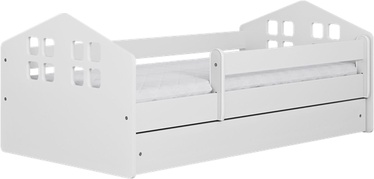 Bērnu gulta vienvietīga Kocot Kids Kacper, balta, 184 x 90 cm, ar nodalījumu gultas veļai