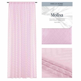Dienas aizkari AmeliaHome Molisa Pleat Pink, rozā, 270 cm x 140 cm