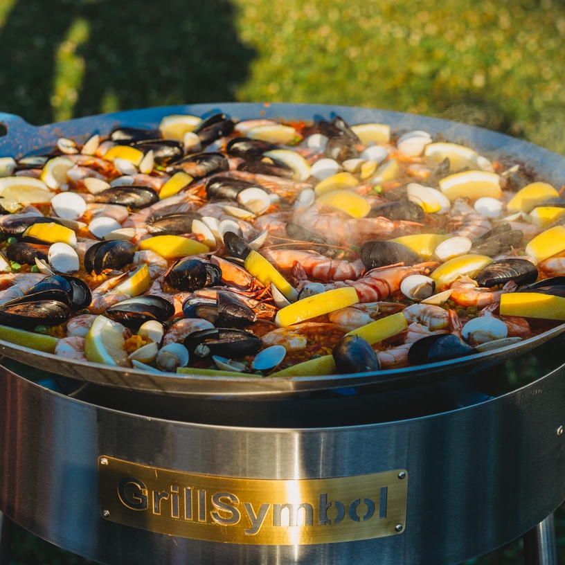 Paella valmistamise grillikomplekt GrillSymbol Pro-720 Inox, 72 cm x 72 cm