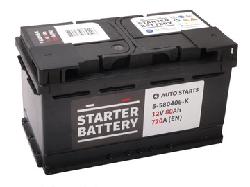 Akumulators Auto Starts Starter Battery, 12 V, 80 Ah, 720 A