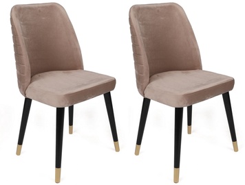 Ēdamistabas krēsls Kalune Design Hugo 364 V2 974NMB1668, matēts, zelta/melna/bēša, 49 cm x 50 cm x 90 cm, 2 gab.