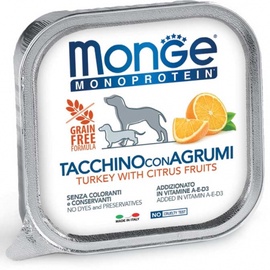 Влажный корм для собак Monge Monoprotein Turkey/Citrus Fruits, индюшатина, 0.15 кг