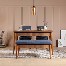 Ēdamistabas komplekts Kalune Design Vina 1048, valrieksts/tumši zila