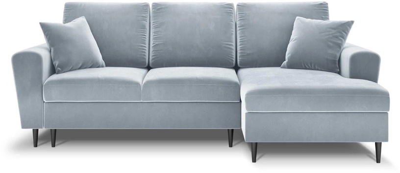 Stūra dīvāns Micadoni Home Moghan Velvet 4 Seats, gaiši zila, labais, 241 x 145 cm x 88 cm