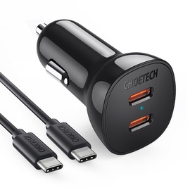 Laadija Choetech Dual USB-C + USB-C cable, 2 x USB-C, 1 m, must