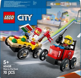 Konstruktor LEGO® City Pitsaauto vs tuletõrjeauto võidusõiduautode komplekt 60458, 70 tk