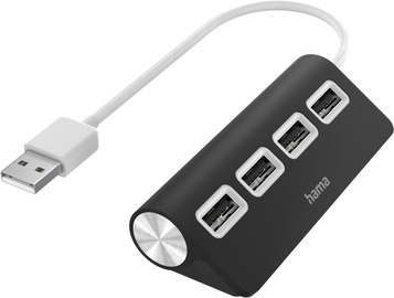 USB jaotur Hama 4 Ports 00200119, must, 0.15 m