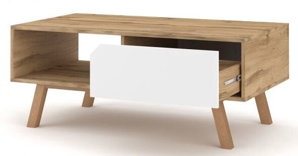 Журнальный столик Tokio Gold Craft, белый/дубовый, 110 см x 60 см x 45 см