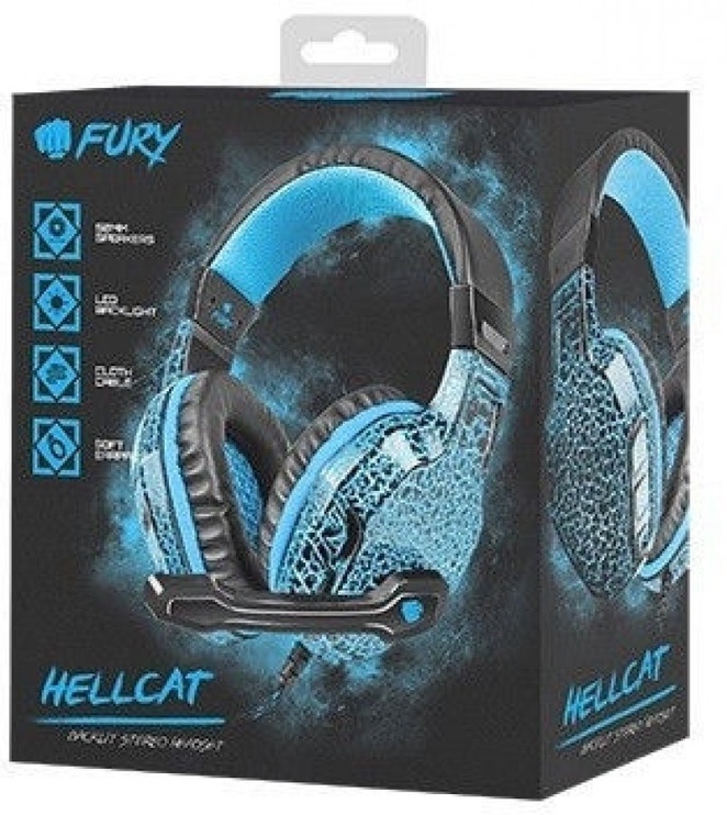 Laidinės žaidimų ausinės Natec Fury Hellcat, mėlynos/juodos