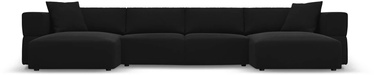Dīvāns Micadoni Home Tyra Panoramic Velvet, melna, 400 x 175 cm x 78 cm