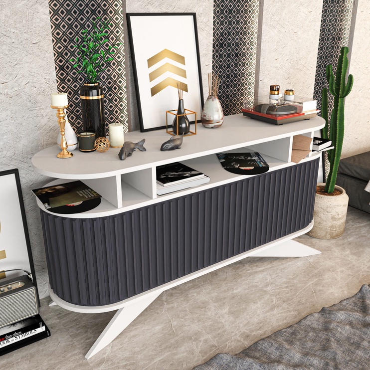 Журнальные столики Kalune Design Stor, белый/антрацитовый, 43 см x 150 см x 75 см
