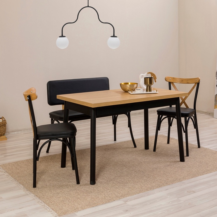 Ēdamistabas komplekts Kalune Design OLV-SA-TK19, melns/koka