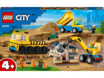 Konstruktors LEGO City Construction Trucks and Wrecking Ball Crane 60391