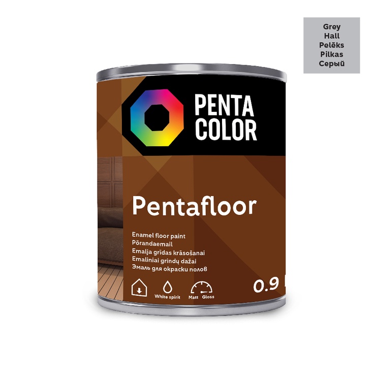 Grīdas krāsa Pentacolor Pentafloor, pelēka, 0.9 l