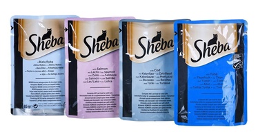 Влажный корм для кошек Sheba Fine Flakes In Jelly Fish Selection, рыба, 0.085 кг, 80 шт.