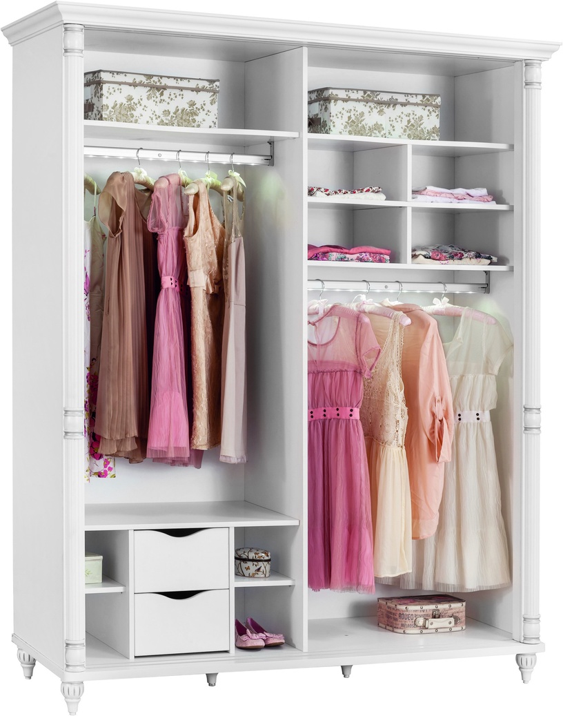 Riidekapp Kalune Design Romantic 813CLK3928, valge, 170 cm x 64 cm x 210 cm