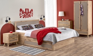 Кровать двухместная Borneo LOZ-160, 160 x 200 cm, дубовый, без матраса, с решеткой