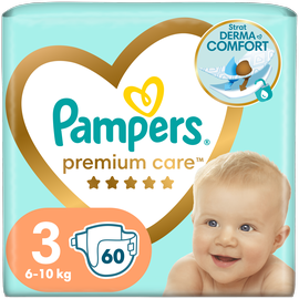 Sauskelnės Pampers Premium Care, 3 dydis, 6 - 10 kg, 60 vnt.