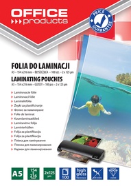 Lamineerimiskile Office Products, 125 μm x 210 mm x 148 mm, 100 tk