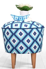 Пуф Hanah Home Sky v3, синий/белый, 42 см x 42 см x 42 см