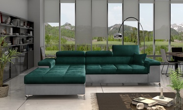 Stūra dīvāns Ricardo Monolith 37, Monolith 84, pelēka/tumši zaļa, kreisais, 205 x 280 cm x 90 cm