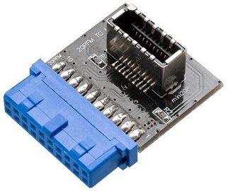 Adapter Akasa AK-CBUB51-BK USB 3.0 19-pin motherboard header, USB 3.1 20-pin Key A connector, mitmevärviline