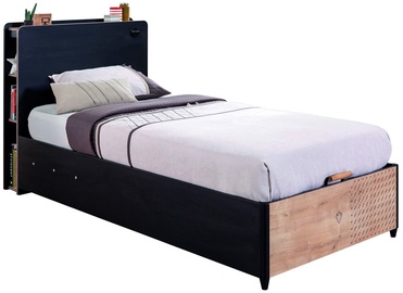 Lova viengulė Kalune Design Single Bedstead, ruda/juoda, 225 x 103 cm, su patalynės dėže