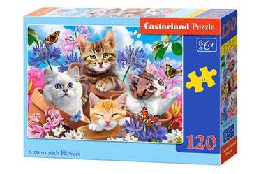 Puzle Castorland Kittens With Flowers 13524, 23 cm x 32 cm