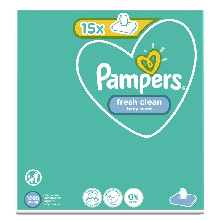Mitrās salvetes Pampers Fresh Clean, 1200 gab.