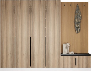 Esiku riidekapp Kalune Design Noah 8315, pähklipuu, 35 cm x 270 cm x 210 cm