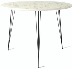 Pusdienu galds Kalune Design Sandalf Marmo, melna/bēša, 90 cm x 90 cm x 75 cm