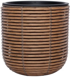 Puķu pods Home4you Wicker 38089, plastmasa/metāls, Ø 27 cm, brūna