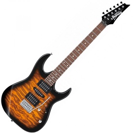 Электрогитара Ibanez GRX70QASB, коричневый/черный