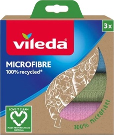 Тряпочка, универсальная Vileda Mikrofibre, синий/зеленый/розовый, микрофибра/полиэтилентерефталат (пэт), 3 шт.