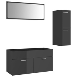 Комплект мебели для ванной VLX High Gloss, темно-серый, 38.5 x 90 см x 46 см