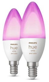Spuldze Philips Hue LED, B39, daudzkrāsaina, E14, 4 W, 320 - 470 lm, 2 gab.