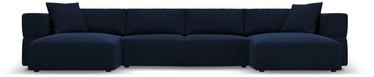 Dīvāns Micadoni Home Tyra Panoramic Velvet, tumši zila, 400 x 175 cm x 78 cm