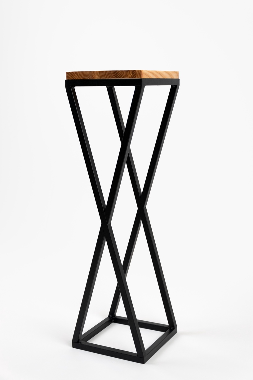 Ziedu statīvs Garden Center VICHY, 77 cm x 19 cm, 19 cm, koks/metāls, brūna/melna