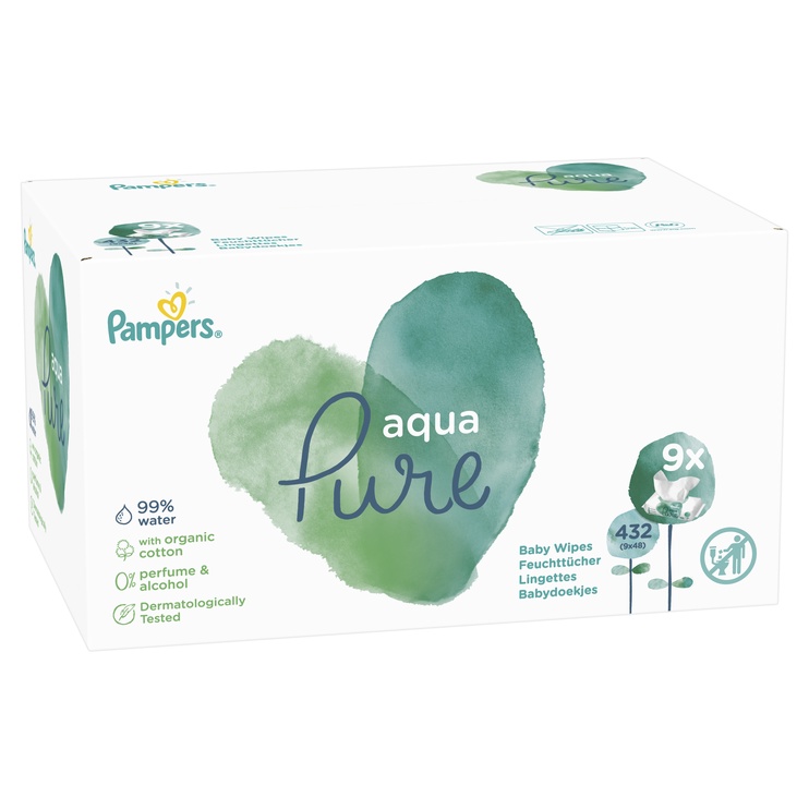 Mitrās salvetes Pampers Aqua Pure, 432 gab.