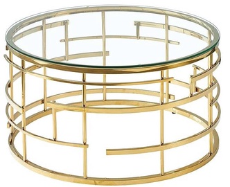 Kafijas galdiņš Livia, caurspīdīga/zelta, 80 cm x 80 cm x 45 cm