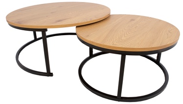 Kafijas galdiņš Home4you Britu, melna/koks, 800 mm x 800 mm x 350 mm